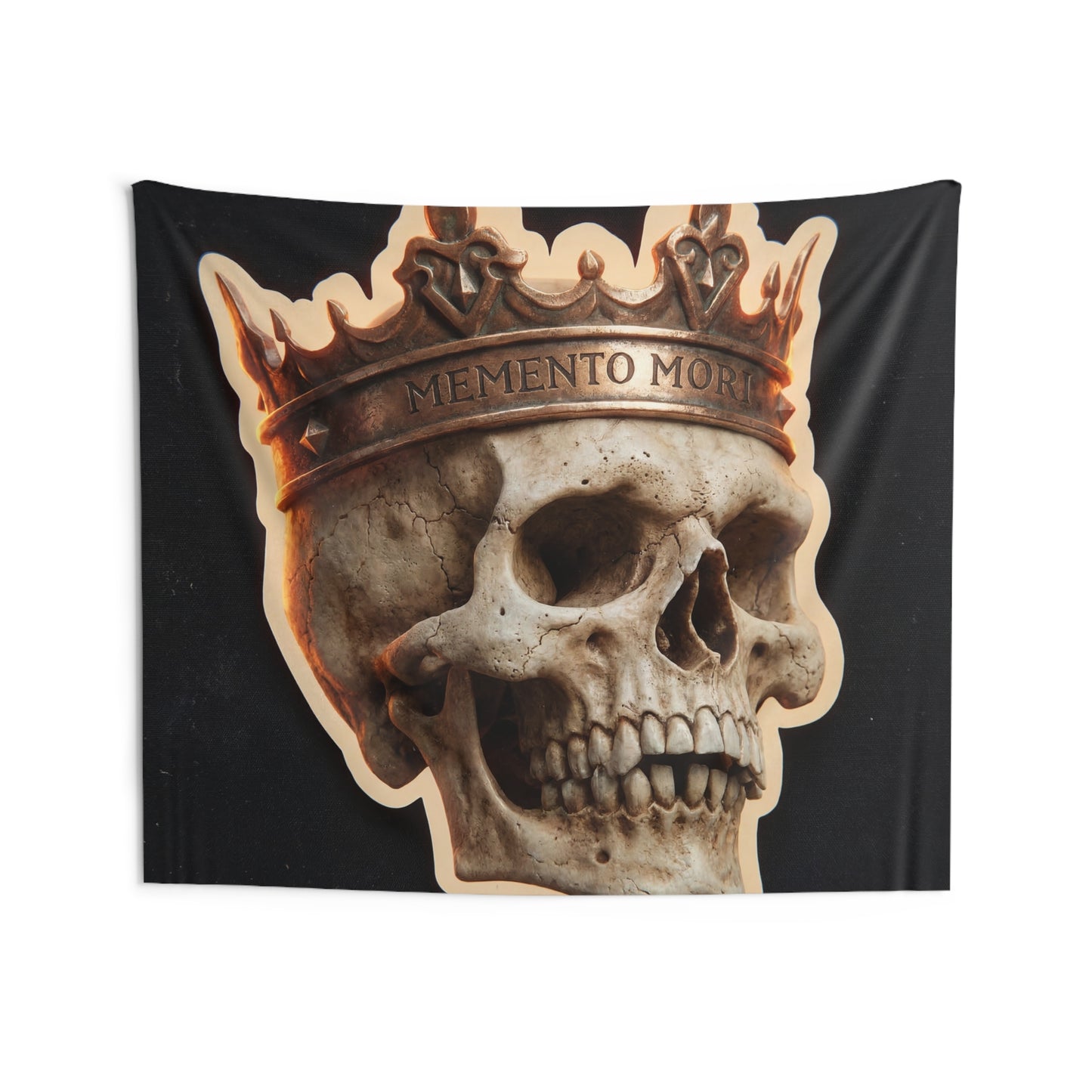 Crowned Skull Indoor Wall Tapestries – Regal Memento Mori Glow