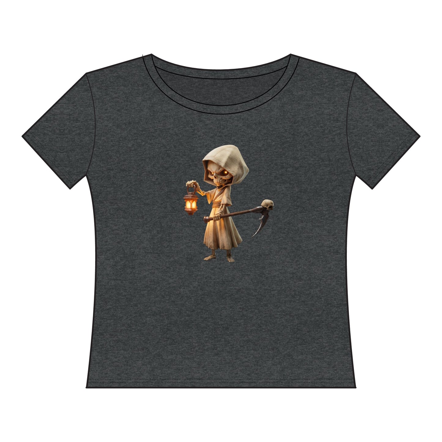 Lantern-Bearing Sentinel Women's Curvy Fine Jersey Tee – Warm-Glowing Hooded Guardian