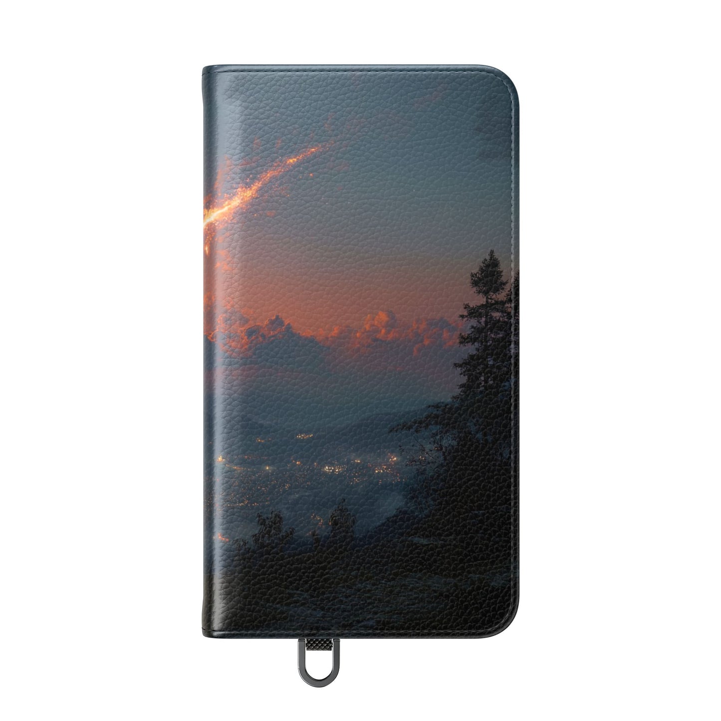 Meteor Over Valley Flip Cases – Crimson Sky Sentinel Cover