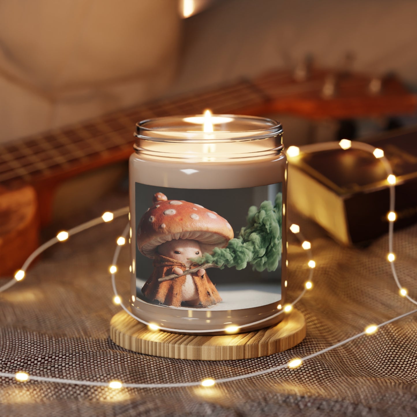 Mushroom Sage Candle – Whimsical Forest Guardian with Green Smoke
