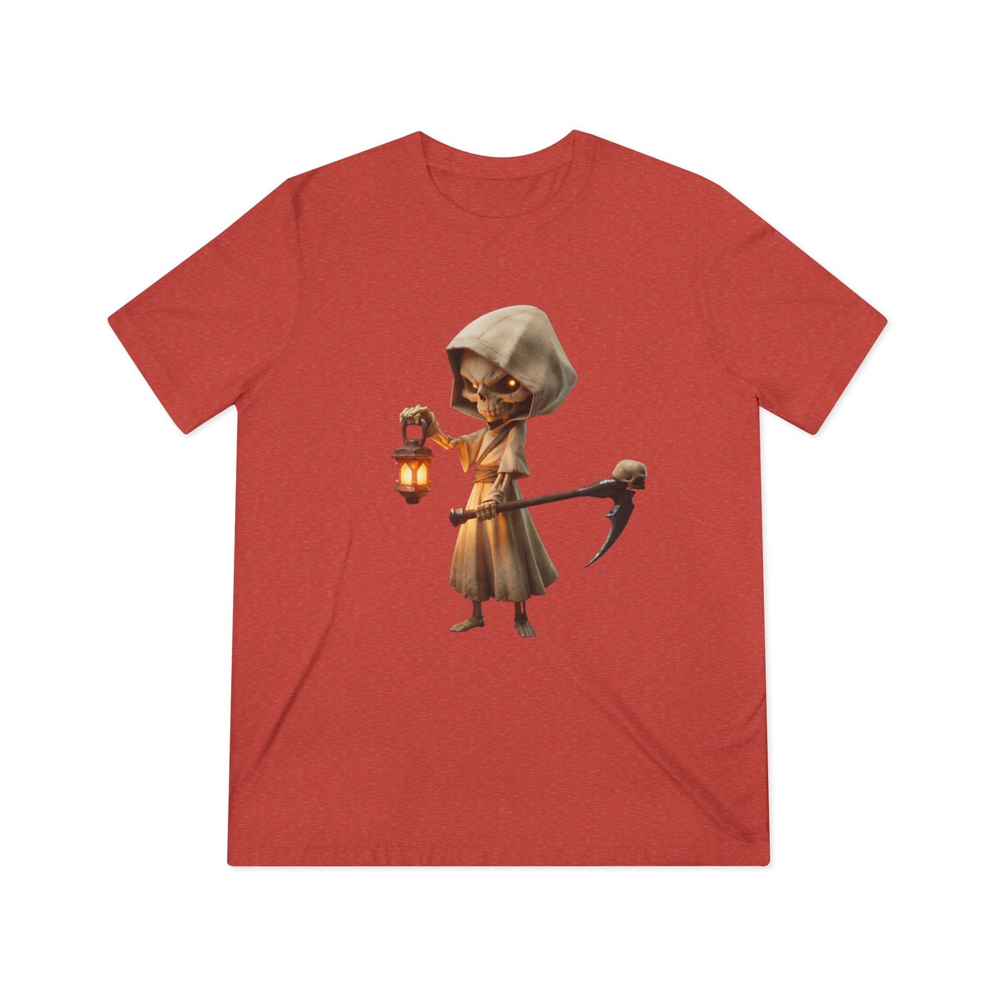 Lantern-Wielding Skeleton Hoodie Tee – Warm Glow Guardian Graphic