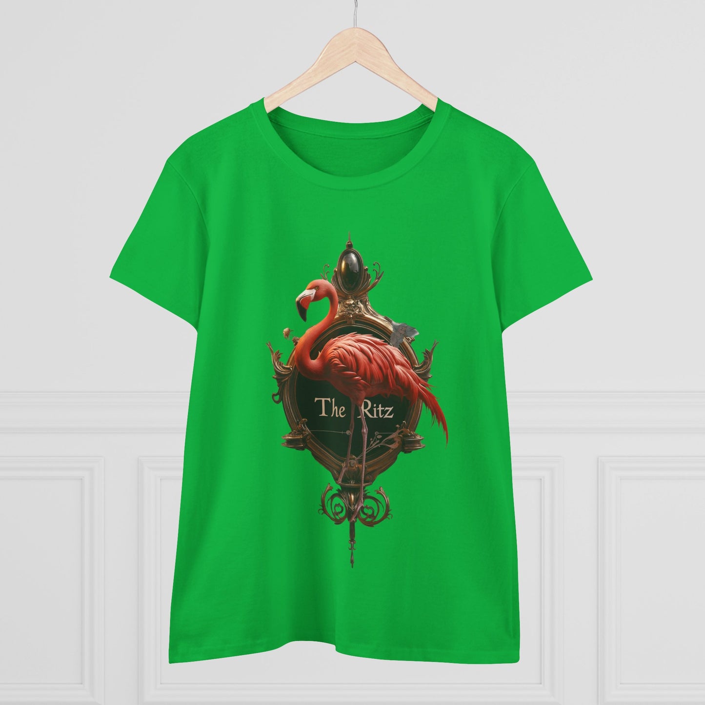 Scarlet Flamingo Ornate Clock Tee – The Ritz Midnight Sentinel Women's Midweight Cotton Tee
