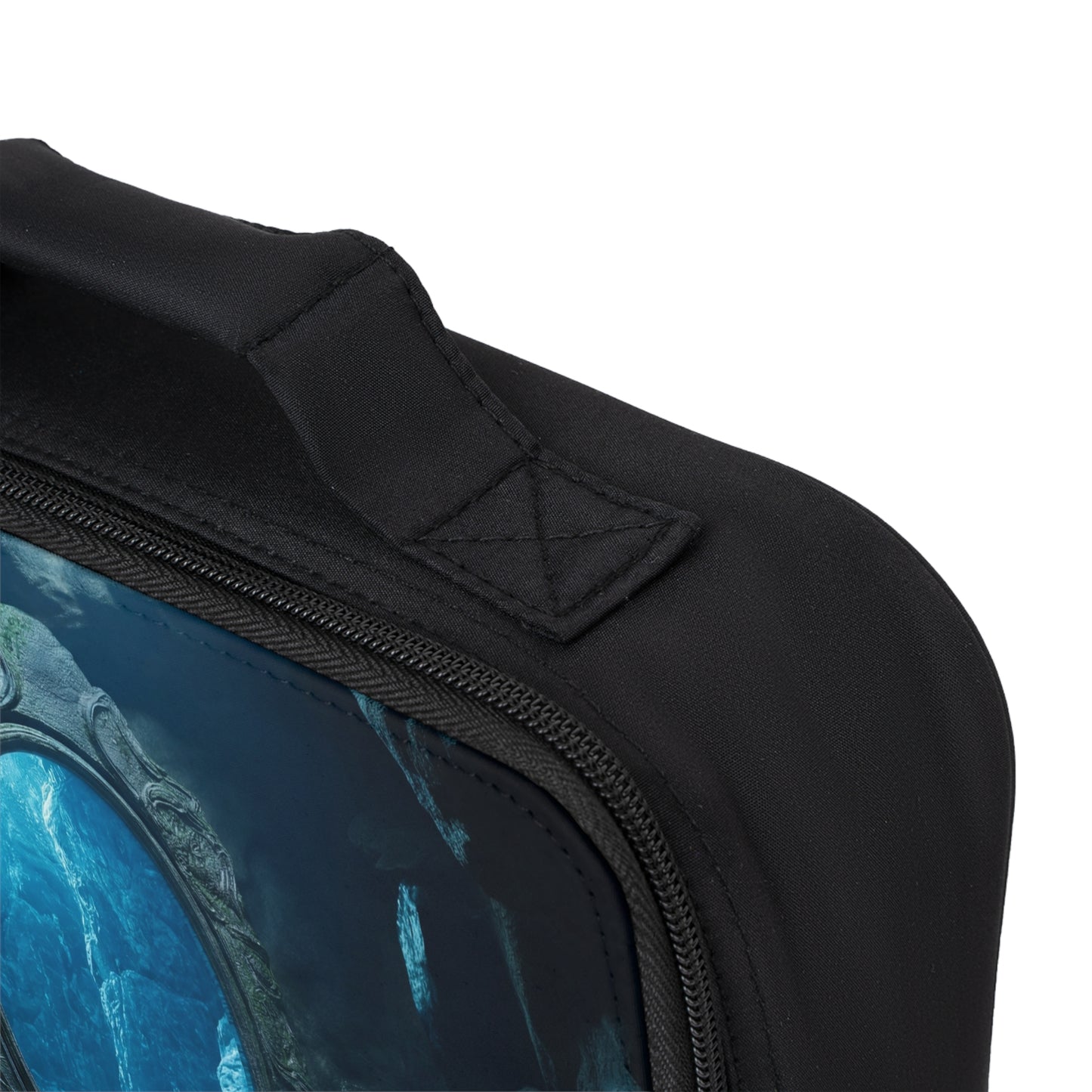 Portal Mirror Lunch Bag – Azure Depths in Stone Frame