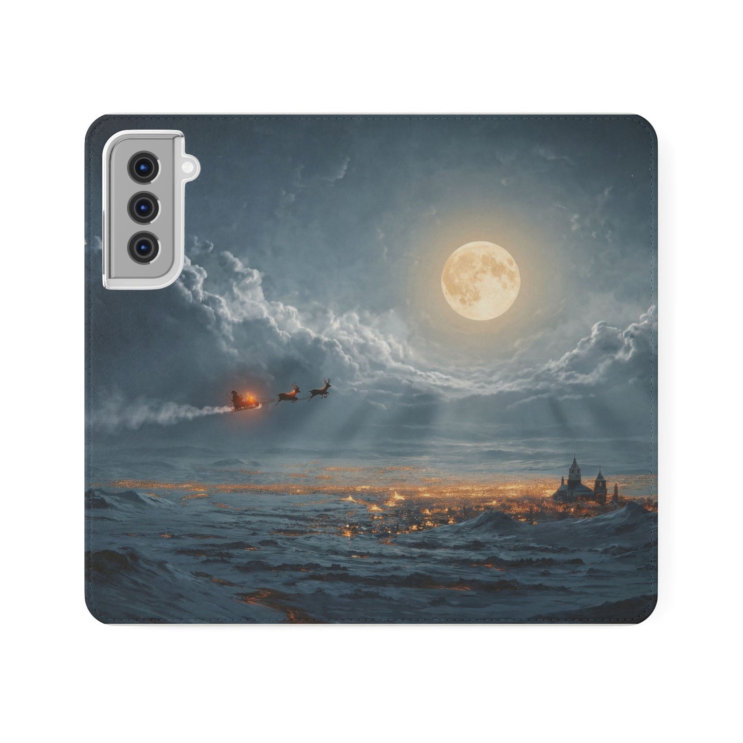 Moonlit Sleigh Flip Cases – Northern Lights Winter Journey