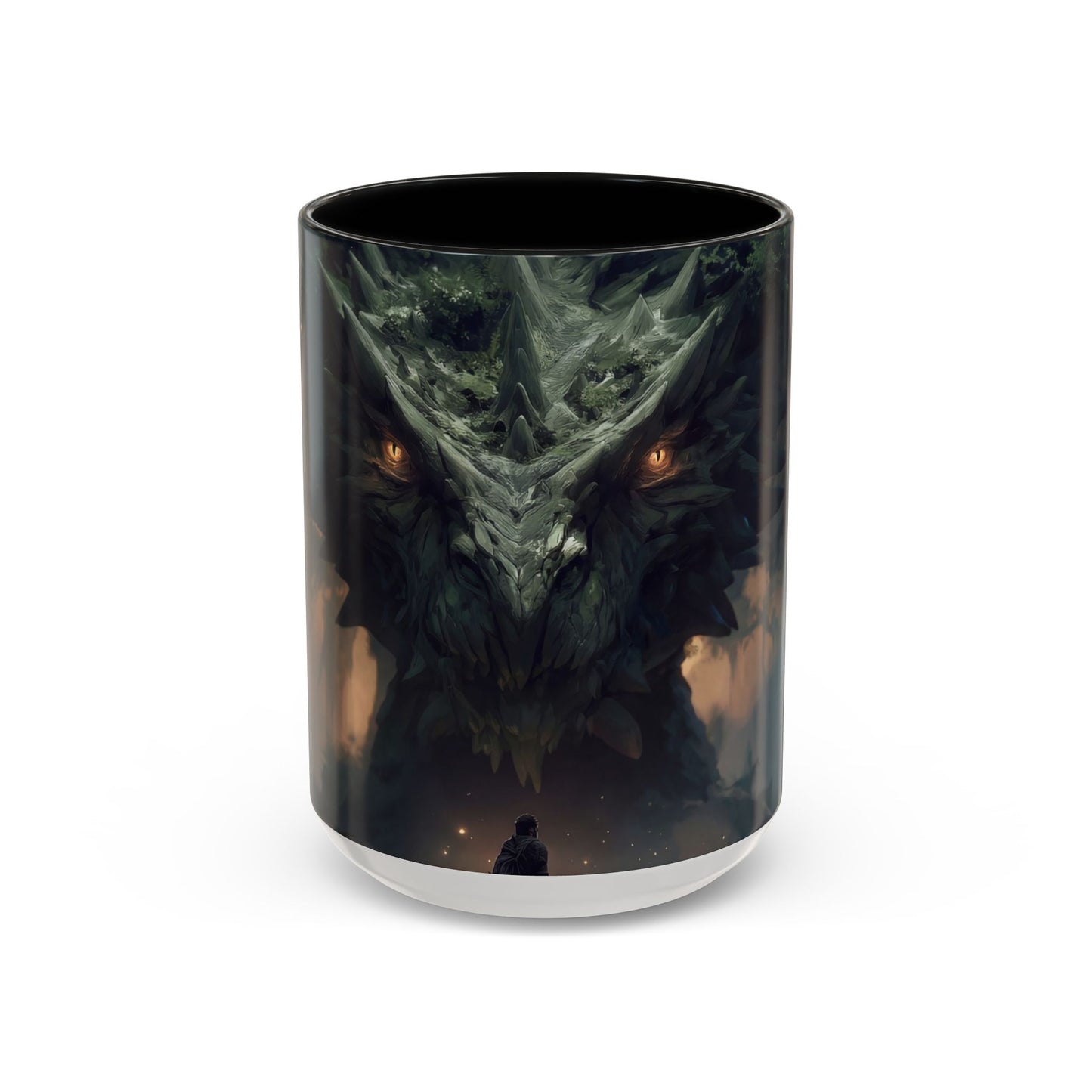 Ancient Dragon Sentinel Accent Coffee Mug (11, 15oz) – Forest Guardian at Dawn
