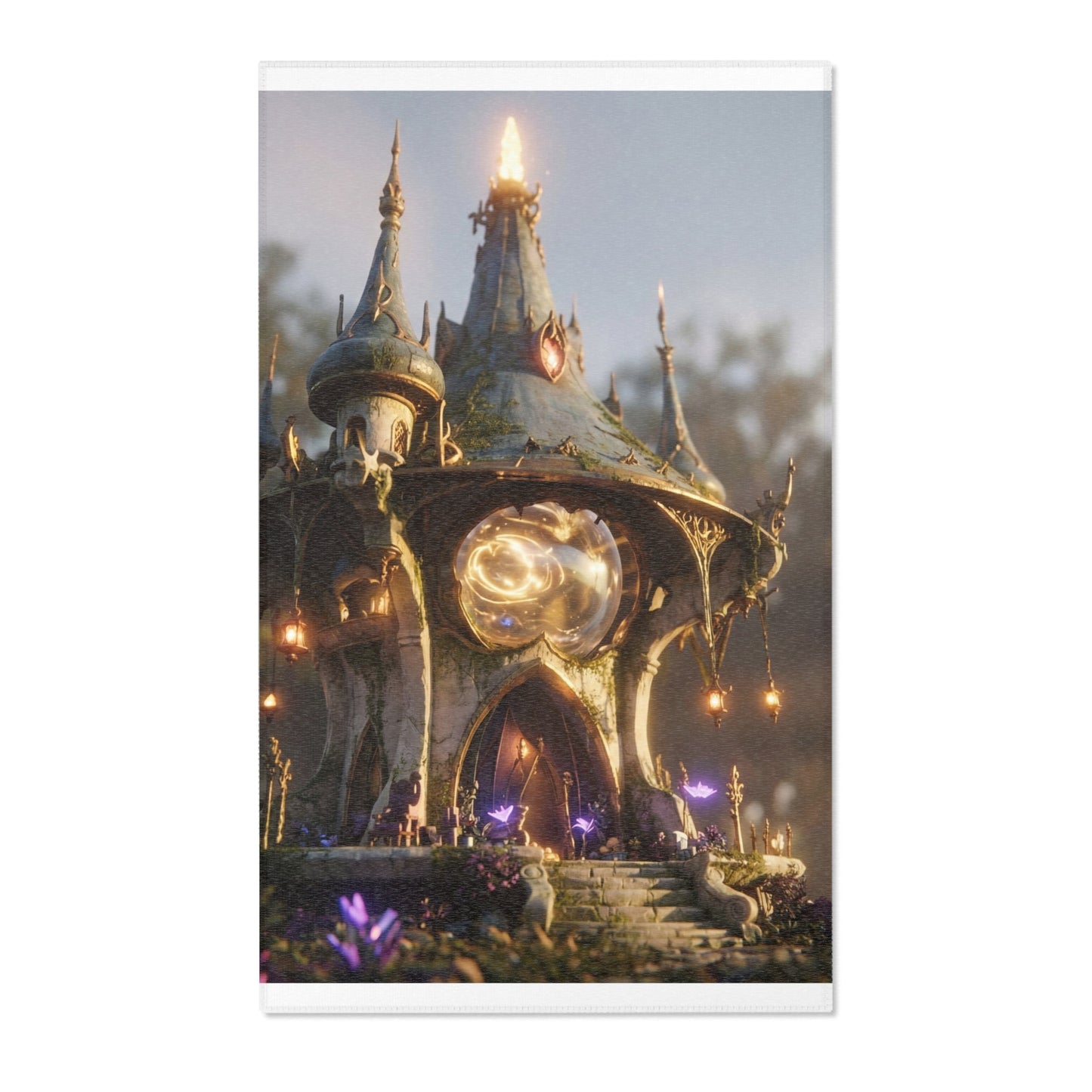 Whispering Clocktower Area Rug – Twilight Magic in Stone