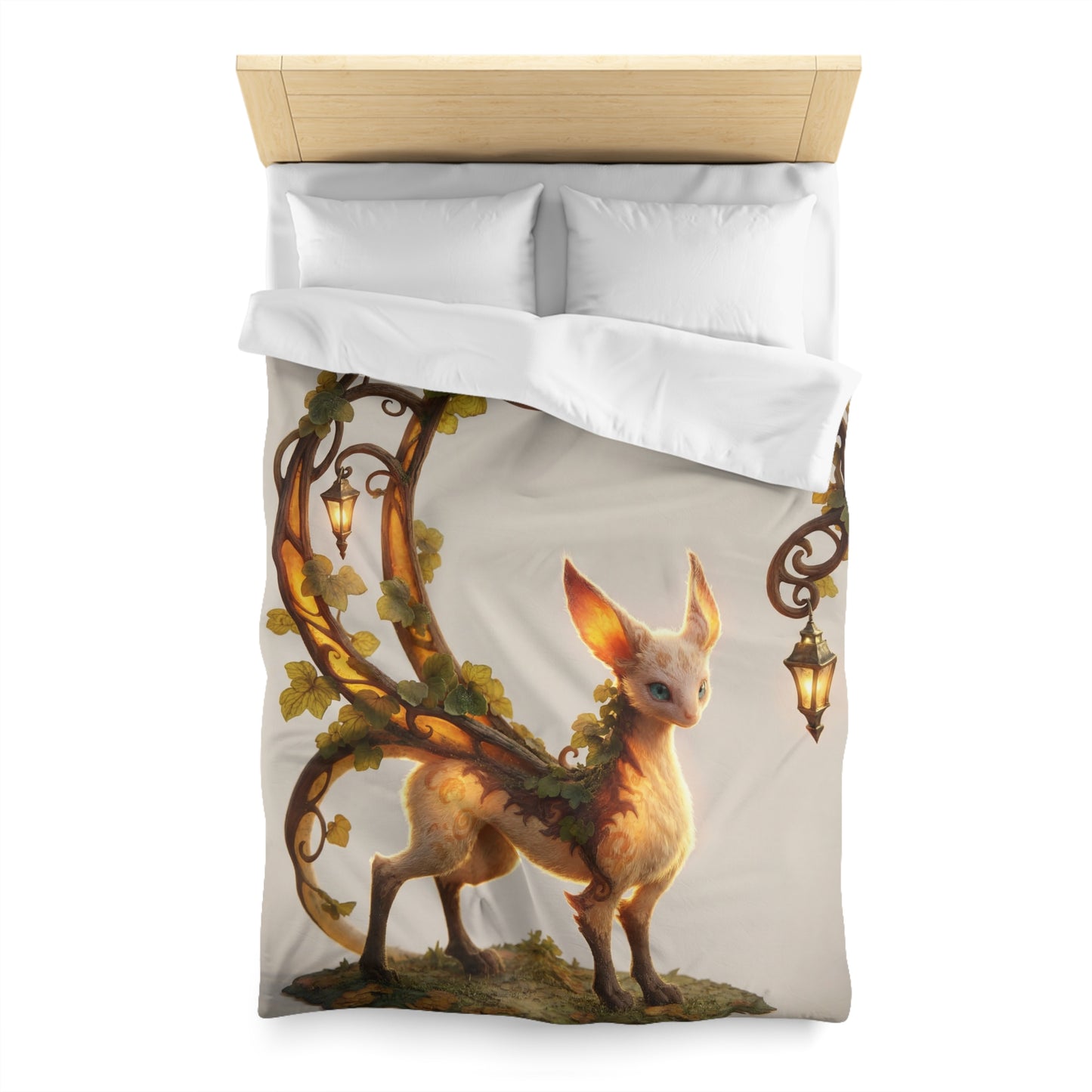 Moonlit Sentinel Microfiber Duvet Cover – Whimsical Feline Guardian in Iron Archway