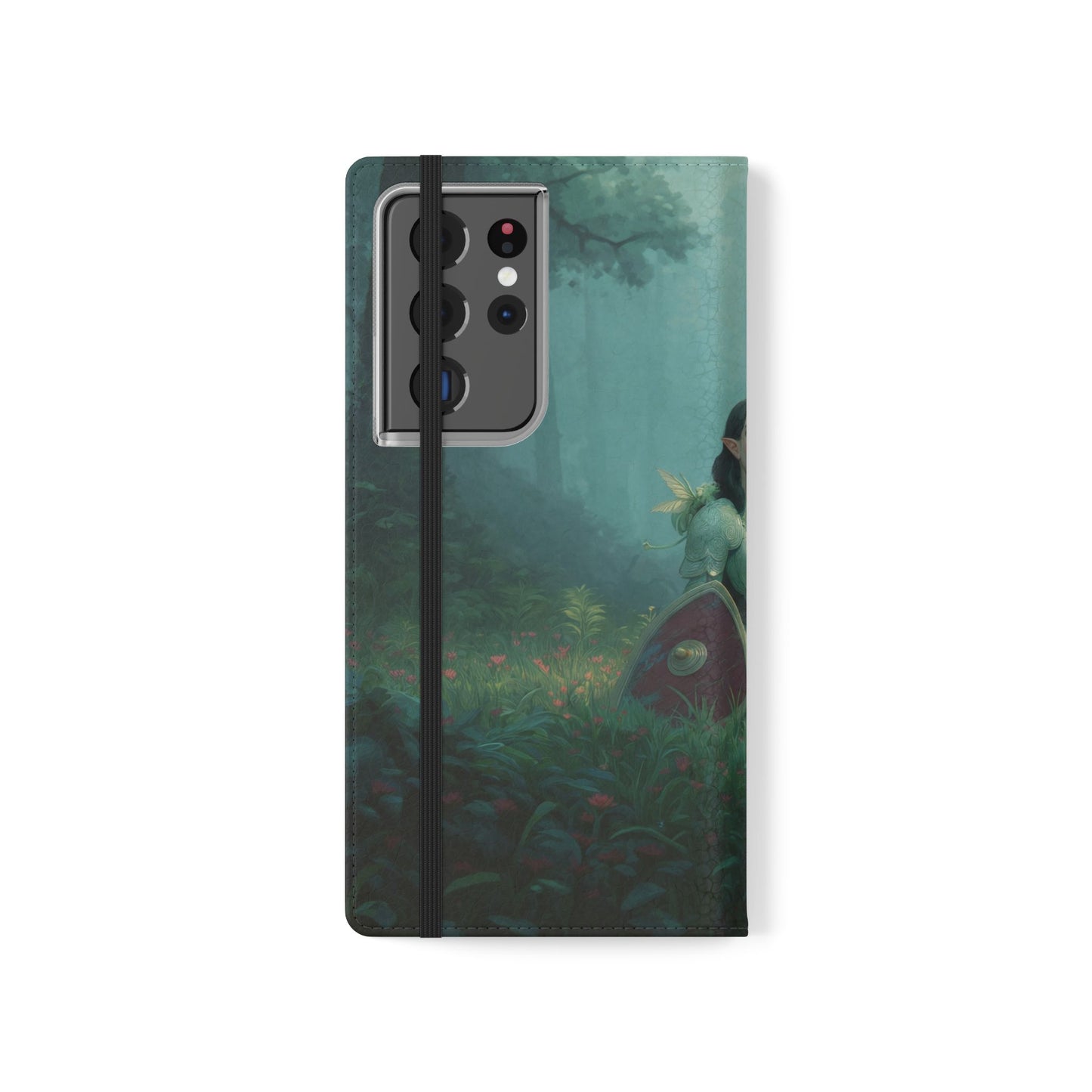 Woodland Sentinel Flip Cases – Green Knight in Misty Grove