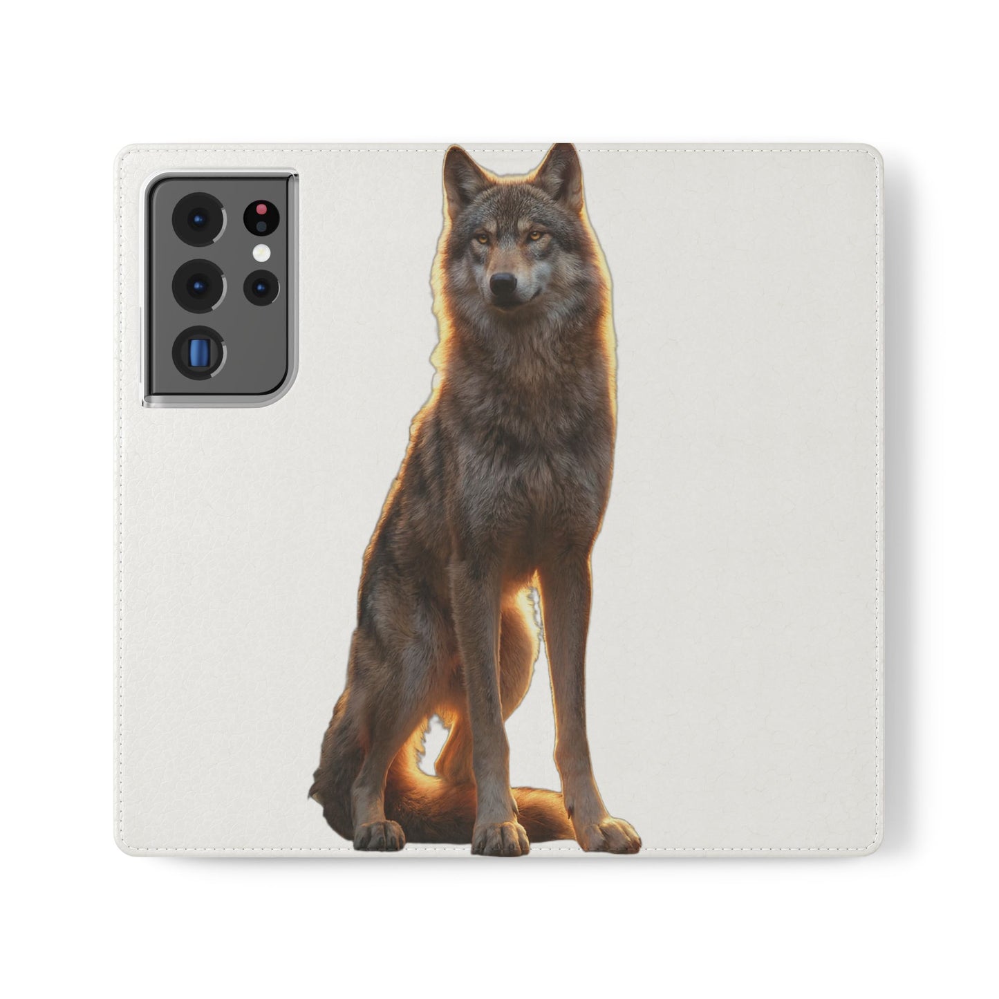Sunlit Wolf Flip Cases – Golden Hour Sentinel Portrait