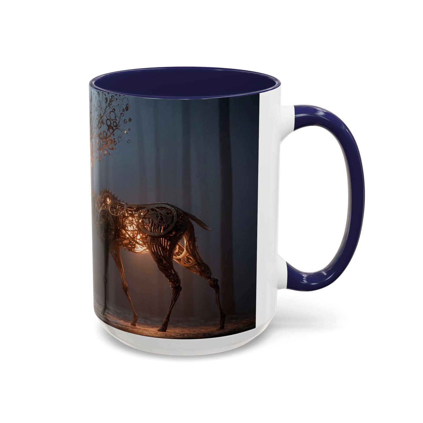 Clockwork Stag Accent Coffee Mug (11, 15oz) – Luminescent Forest Mechanism
