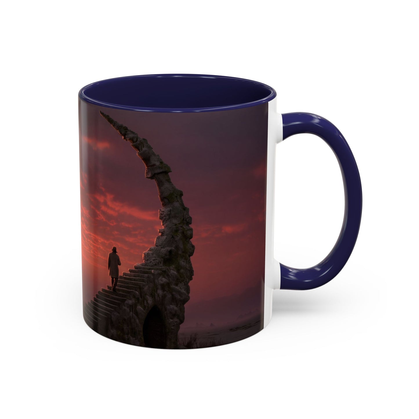 Twilight Stairway Accent Coffee Mug (11, 15oz) – Crimson Moonlit Ascension