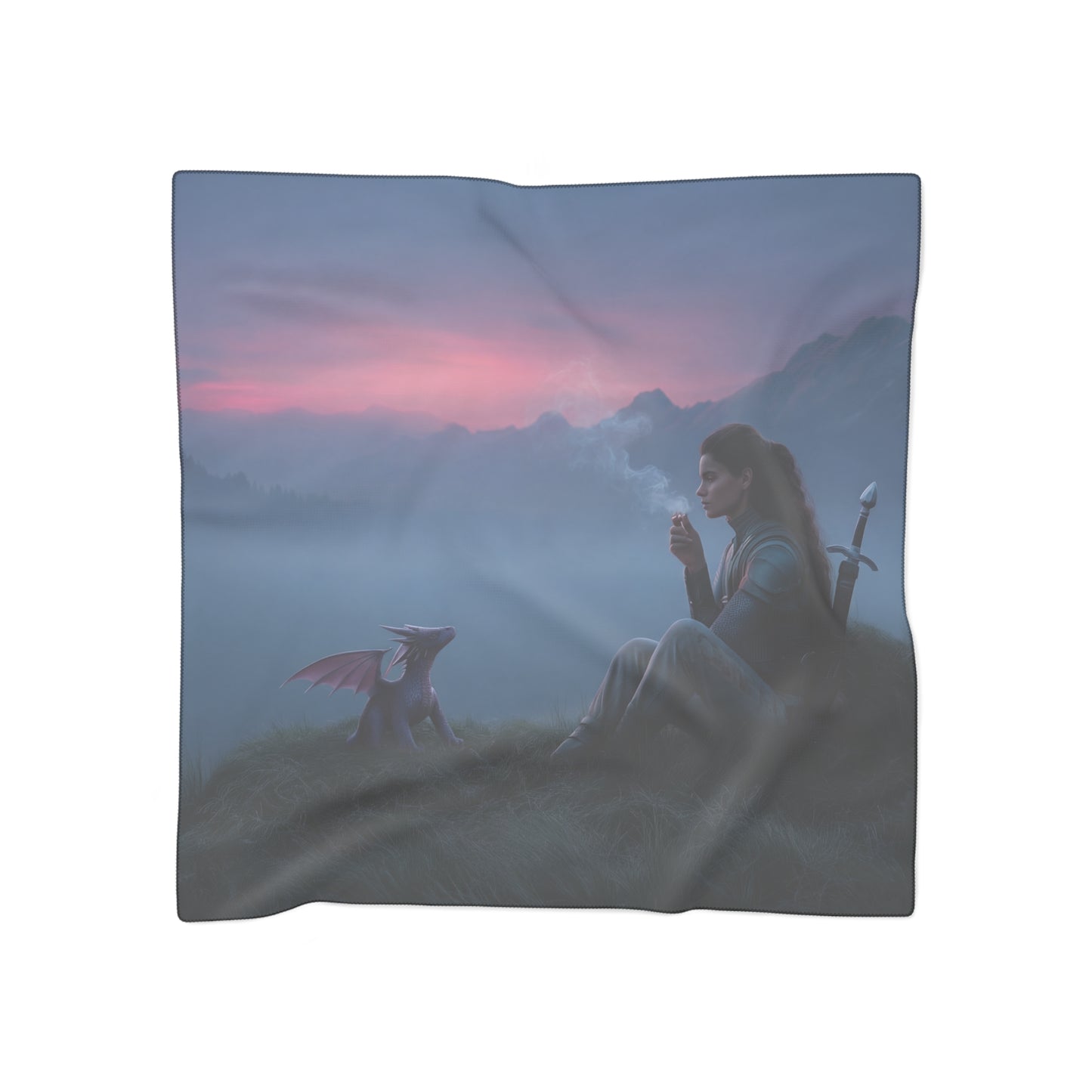 Dragon Sentinel Poly Scarf – Twilight Peaks and Quiet Smoke