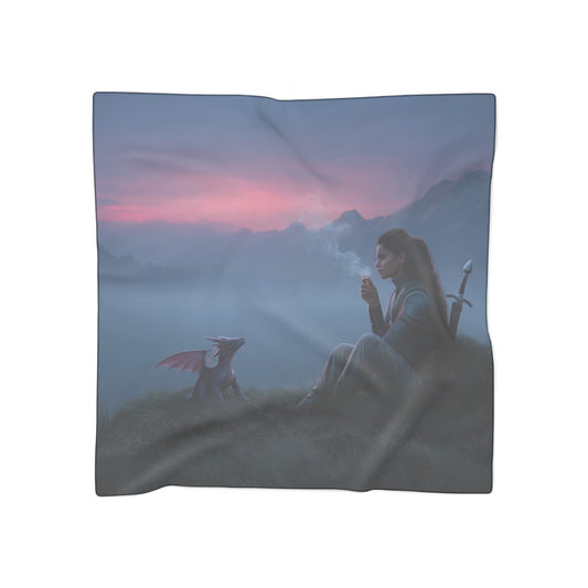 Dragon Sentinel Poly Scarf – Twilight Peaks and Quiet Smoke