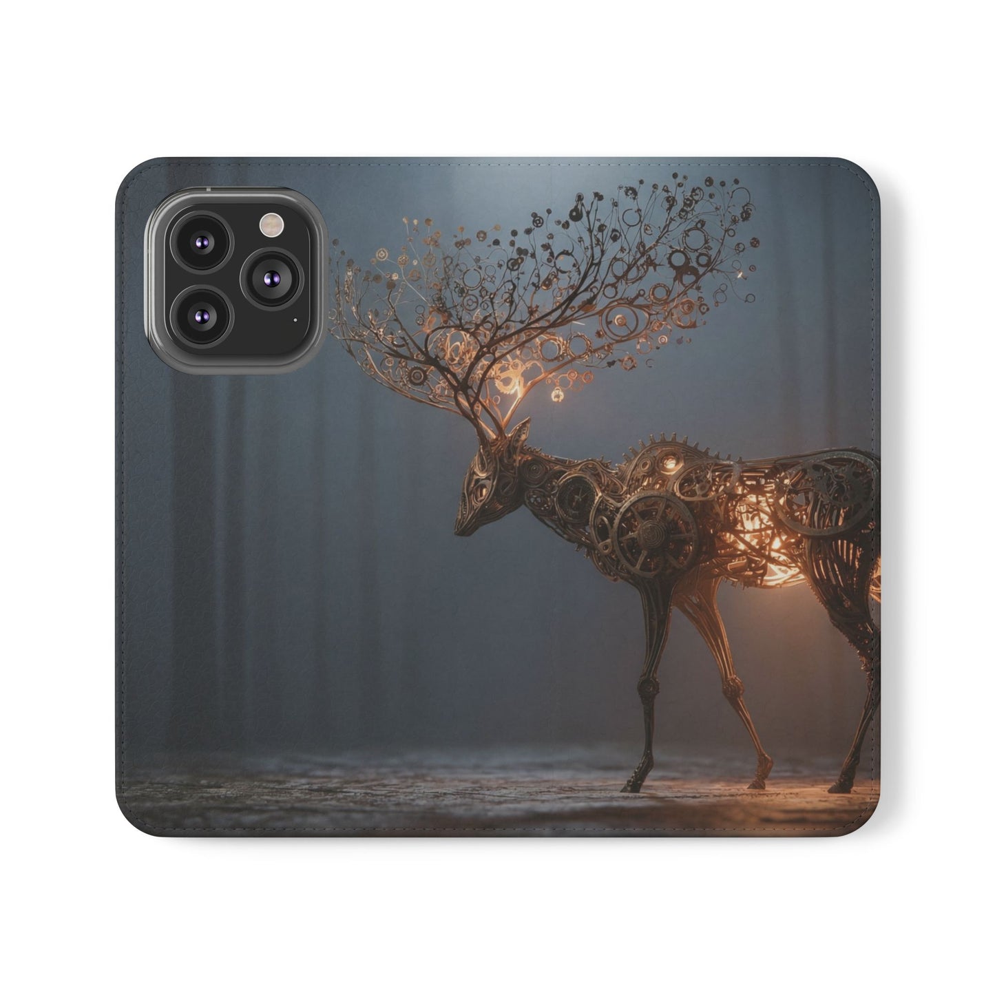 Mechanical Deer Flip Cases – Gears and Twilight Forest Guardian