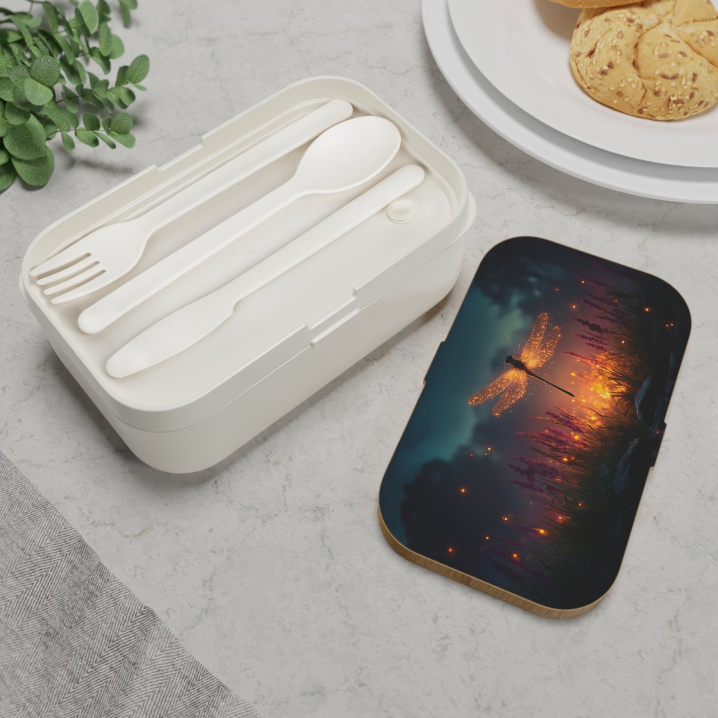 Glowing Dragonfly Bento Lunch Box – Twilight Meadow Magic