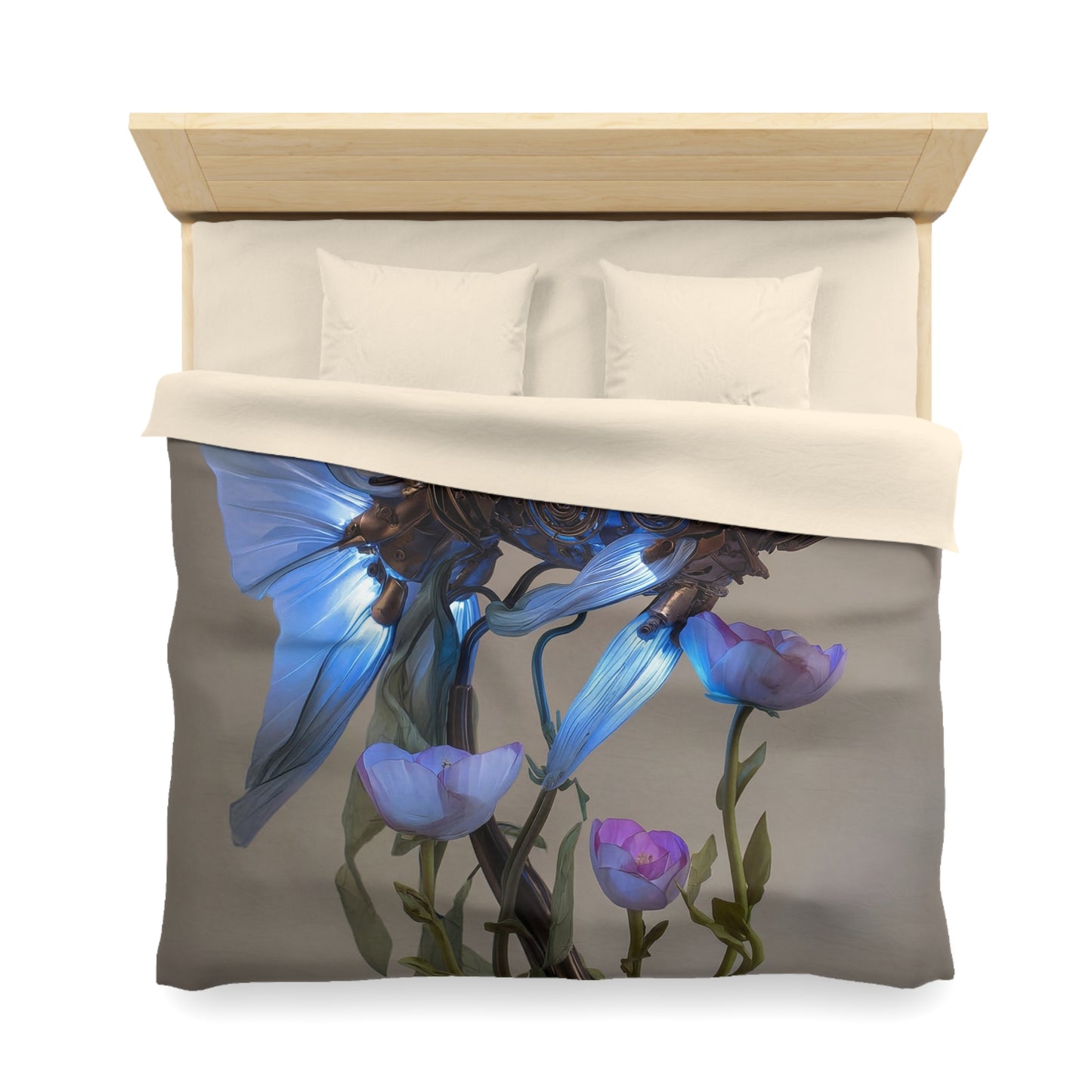 Steampunk Fish Microfiber Duvet Cover – Luminescent Gear & Petal Dreamscape
