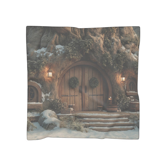 Winter’s Whisper Treehouse Scarf – Snow-Dusted Forest Sanctuary