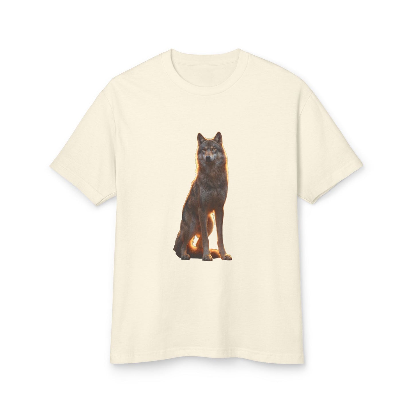 Golden Sentinel Wolf Tee – Amber Light Guardian Print