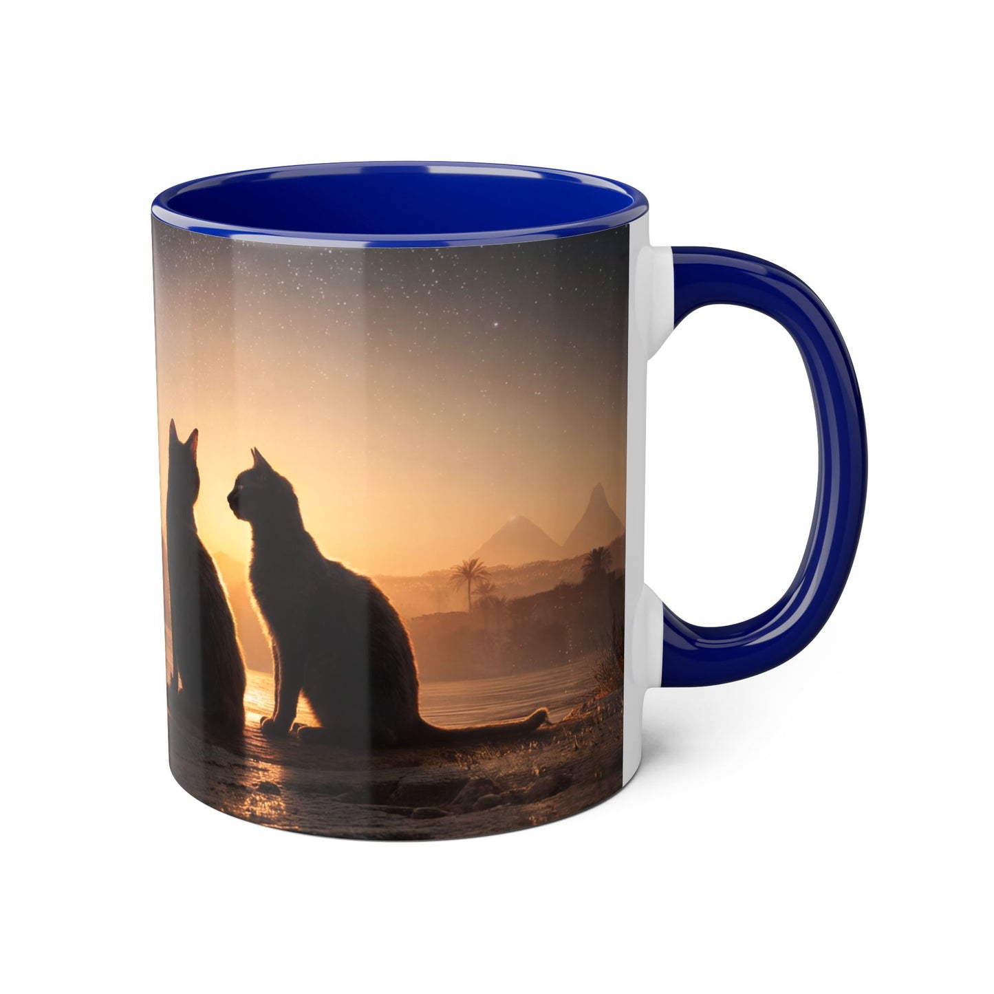 Twin Cats at the Pyramids Accent Mugs, 11oz – Nile Starlight Silhouette