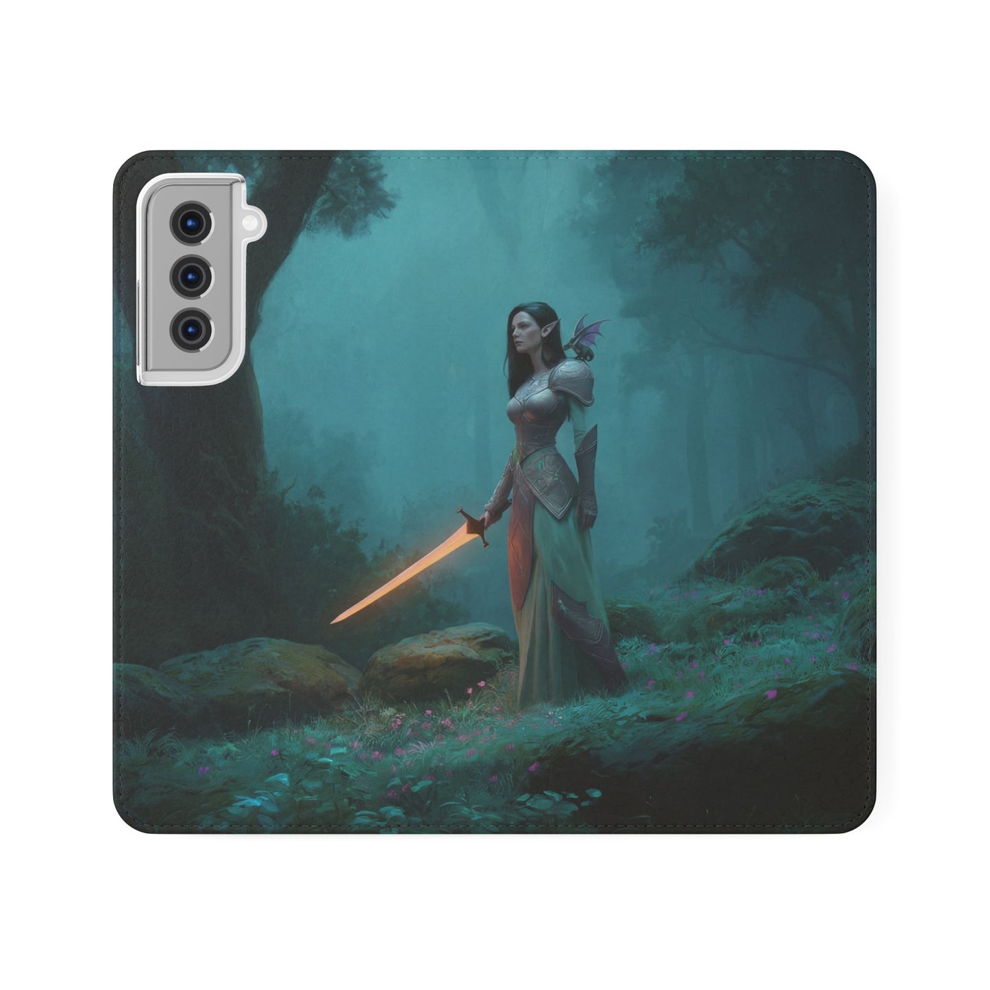 Forest Guardian Flip Cases – Elven Sentinel with Glowing Blade
