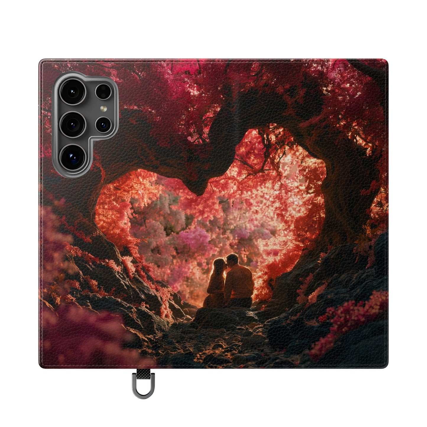 Crimson Arch Flip Cases – Heart-Shaped Canopy Romance