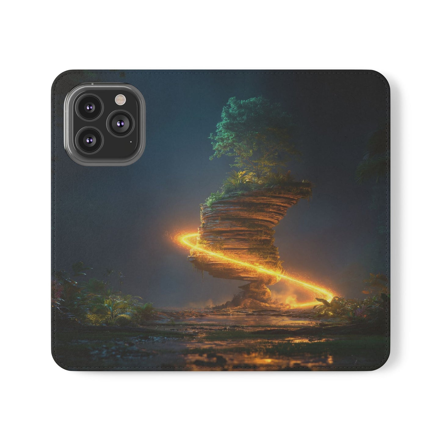 Luminous Floating Island Flip Cases – Amber Twilight Sanctuary