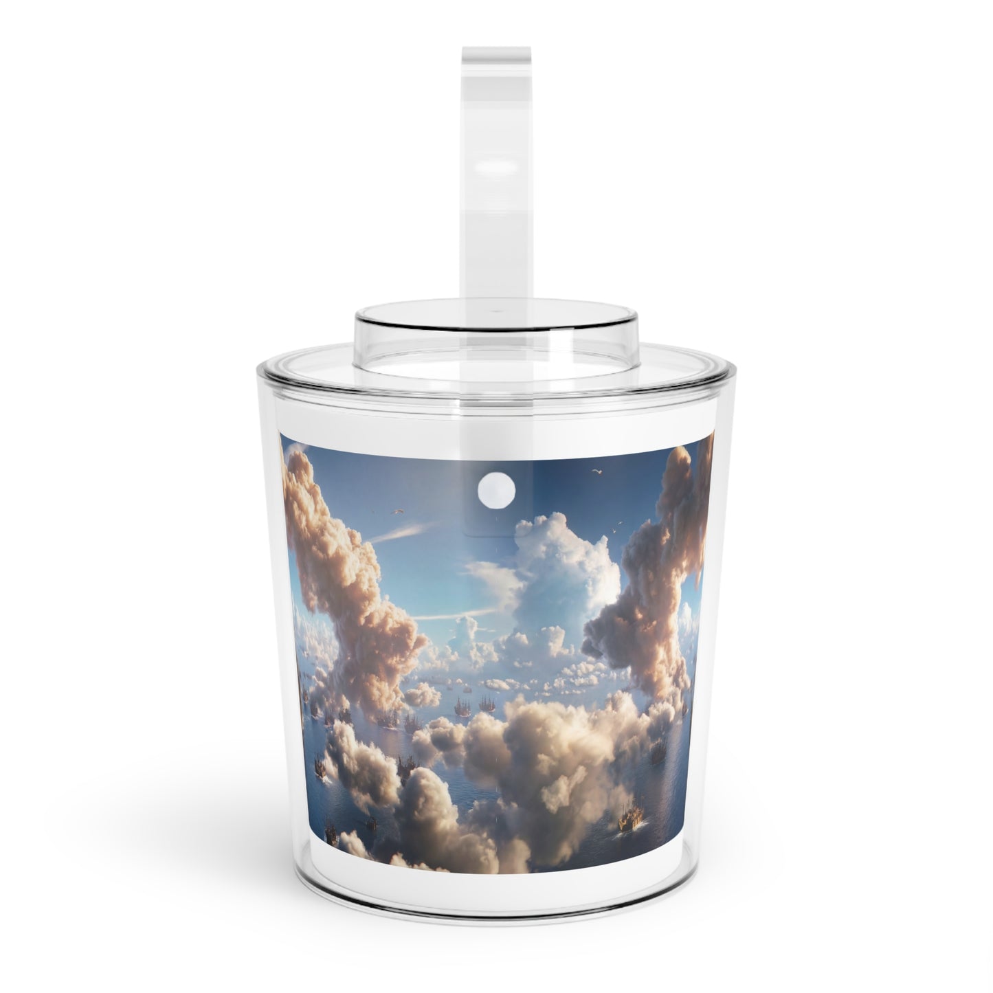 Armada Through Cloud Arch Ice Bucket with Tongs – Sunlit Seascape of Sovereign Ships