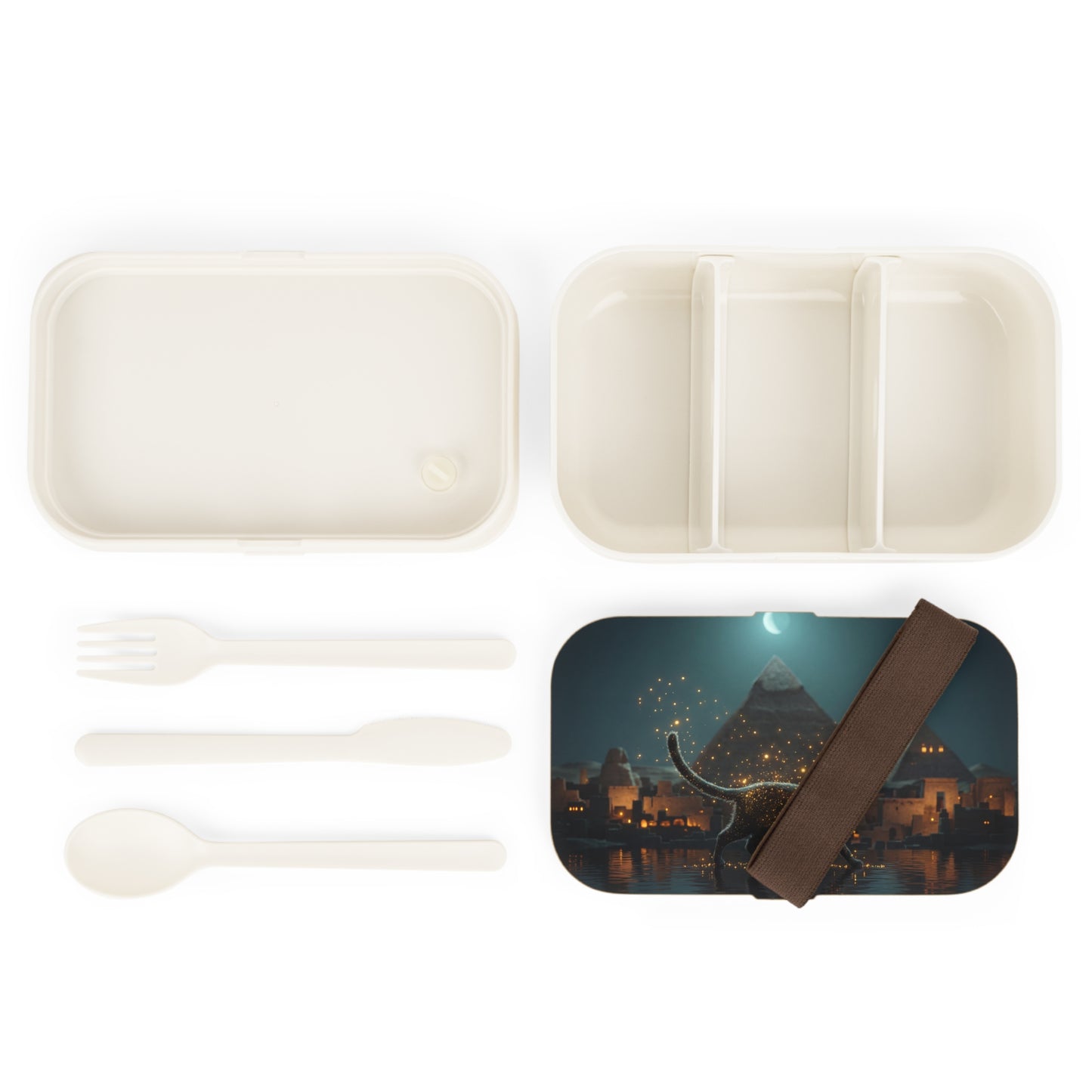 Starlight Cat Pyramids Bento Box – Golden Guardian Midnight Nile Scene