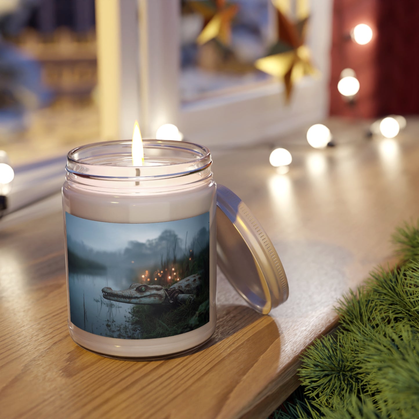 Misty Swamp Crocodile Scented Soy Candles with White Lid, 9oz – Emerald Eye Watcher