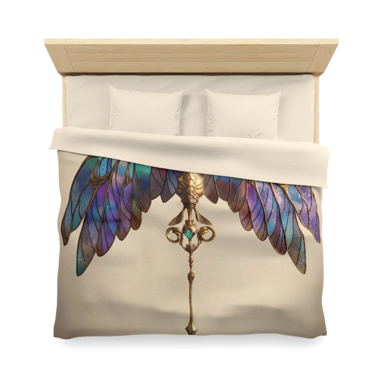 Celestial Phoenix Key Duvet Cover – Wings of Starlit Glass
