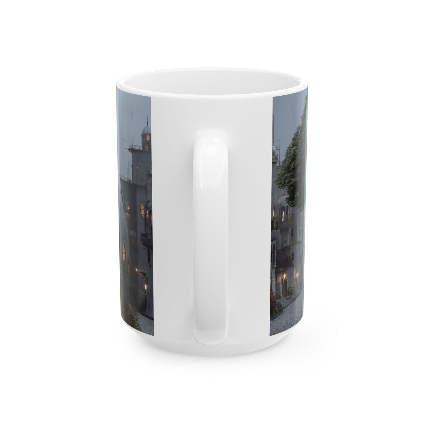Sky-Rooted Dome House Ceramic Mug – Twilight Haven in Stone and Moss