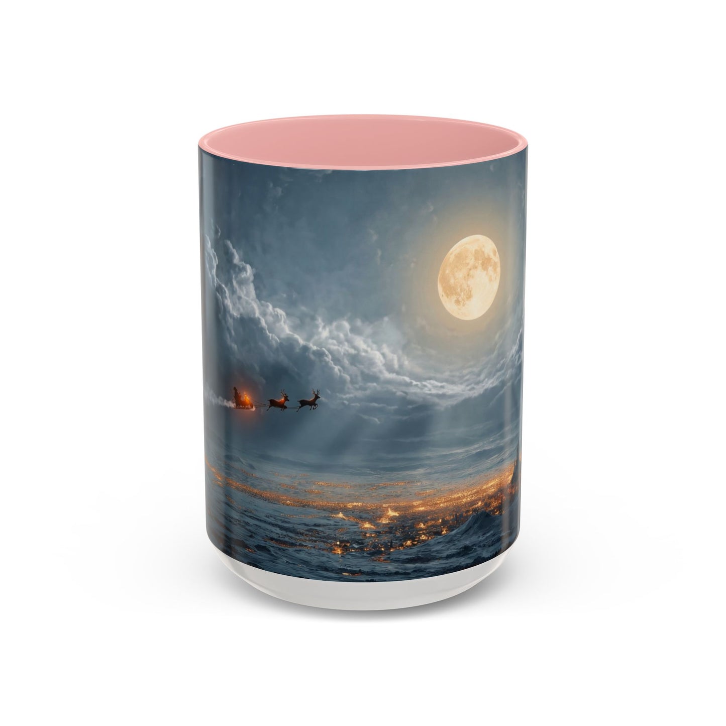 Midnight Sleigh Ride Accent Coffee Mug (11, 15oz) – Warm Glow Over Winter Town