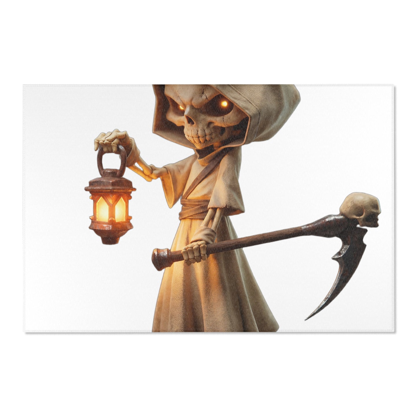 Lantern-Bearing Sentinel Area Rugs – Hooded Grim Reaper Guardian Floor Cover
