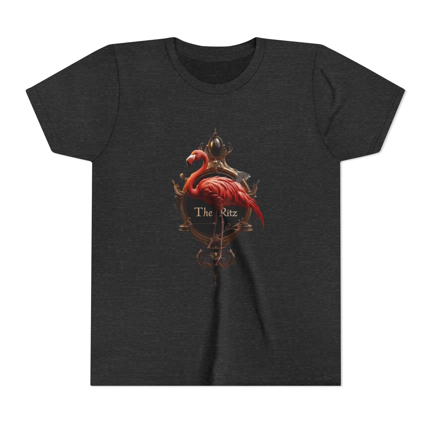 Ornate Frame Flamingo Youth Short Sleeve Tee – Gilded Ritz Garden Emblem