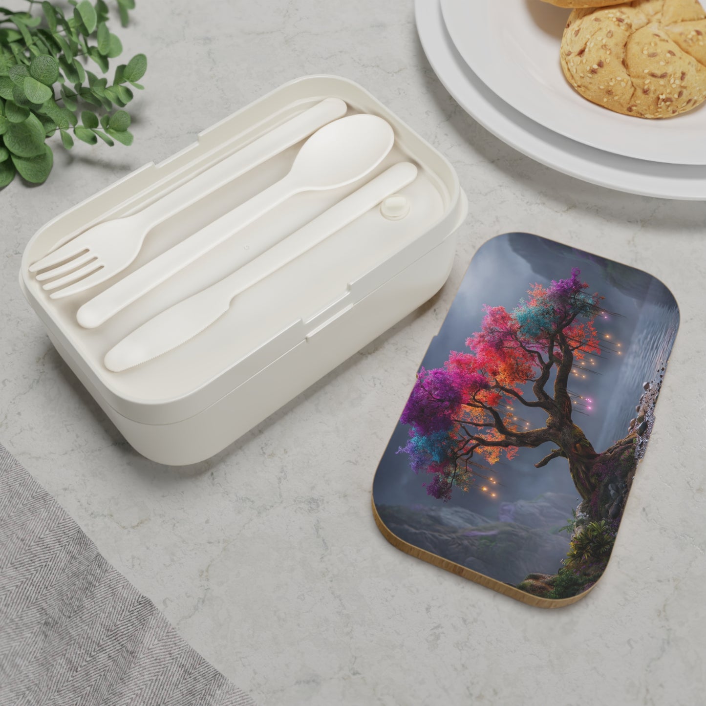 Prismatic Moon Tree Bento Box – Rainbow Canopy & Lanterns Lunch Container