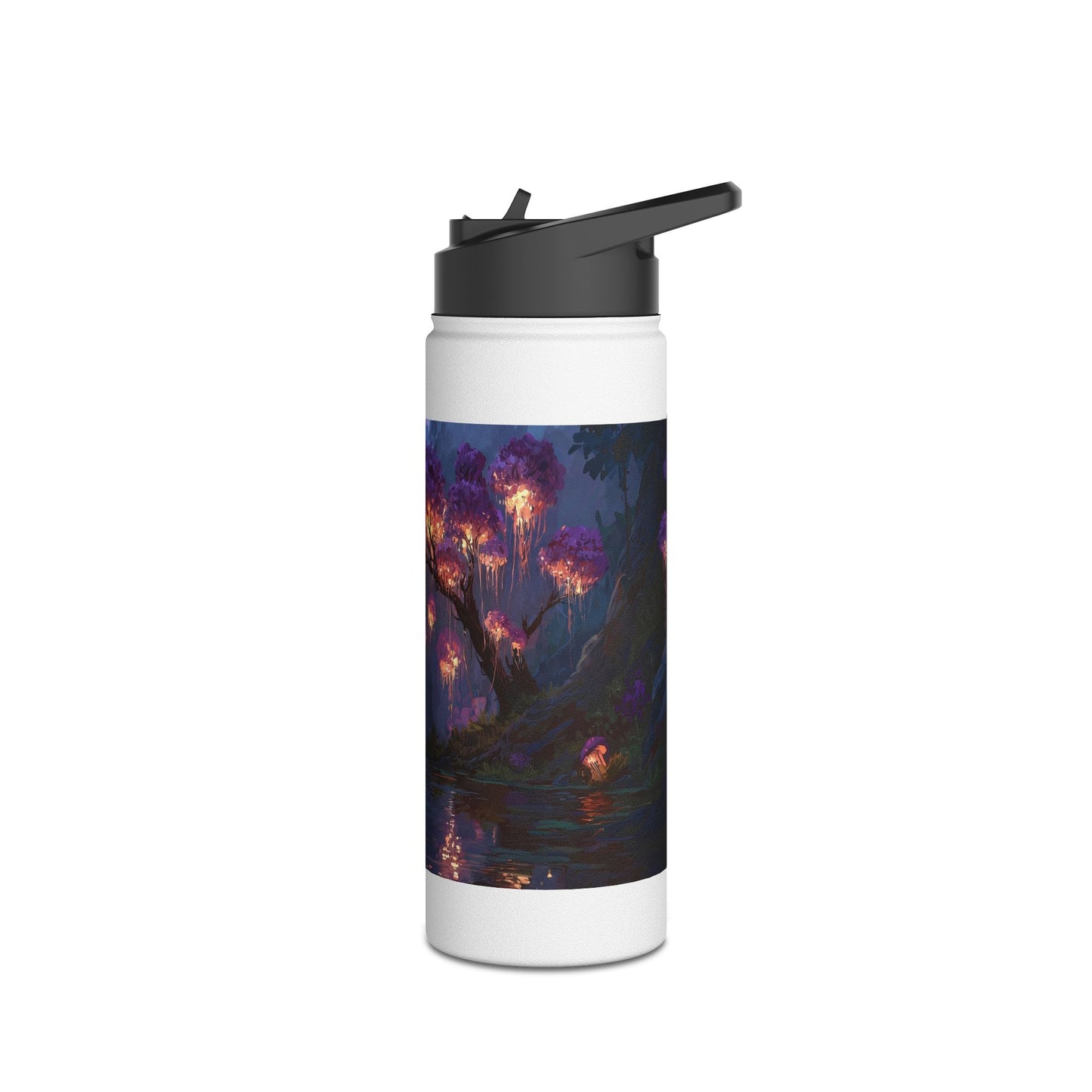 Bioluminescent Grove Stainless Steel Water Bottle – Twilight’s Whispering River
