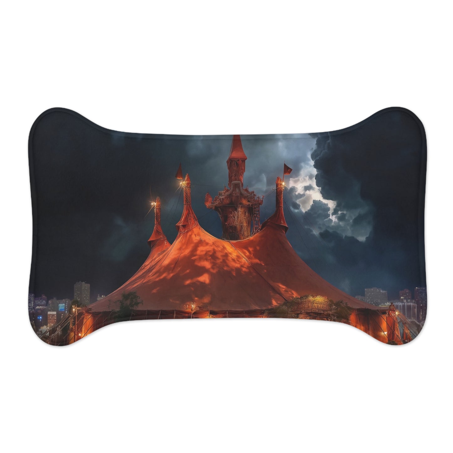 Crimson Circus Tent Pet Feeding Mats – Neon Nightscape Feast Ground