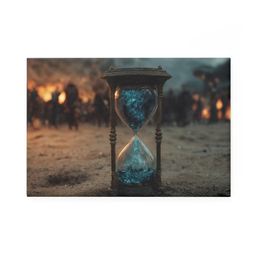 Hourglass of Fate Button Magnet, Rectangle (1 & 10 pcs) – Cyan Sands of an Ending Battle