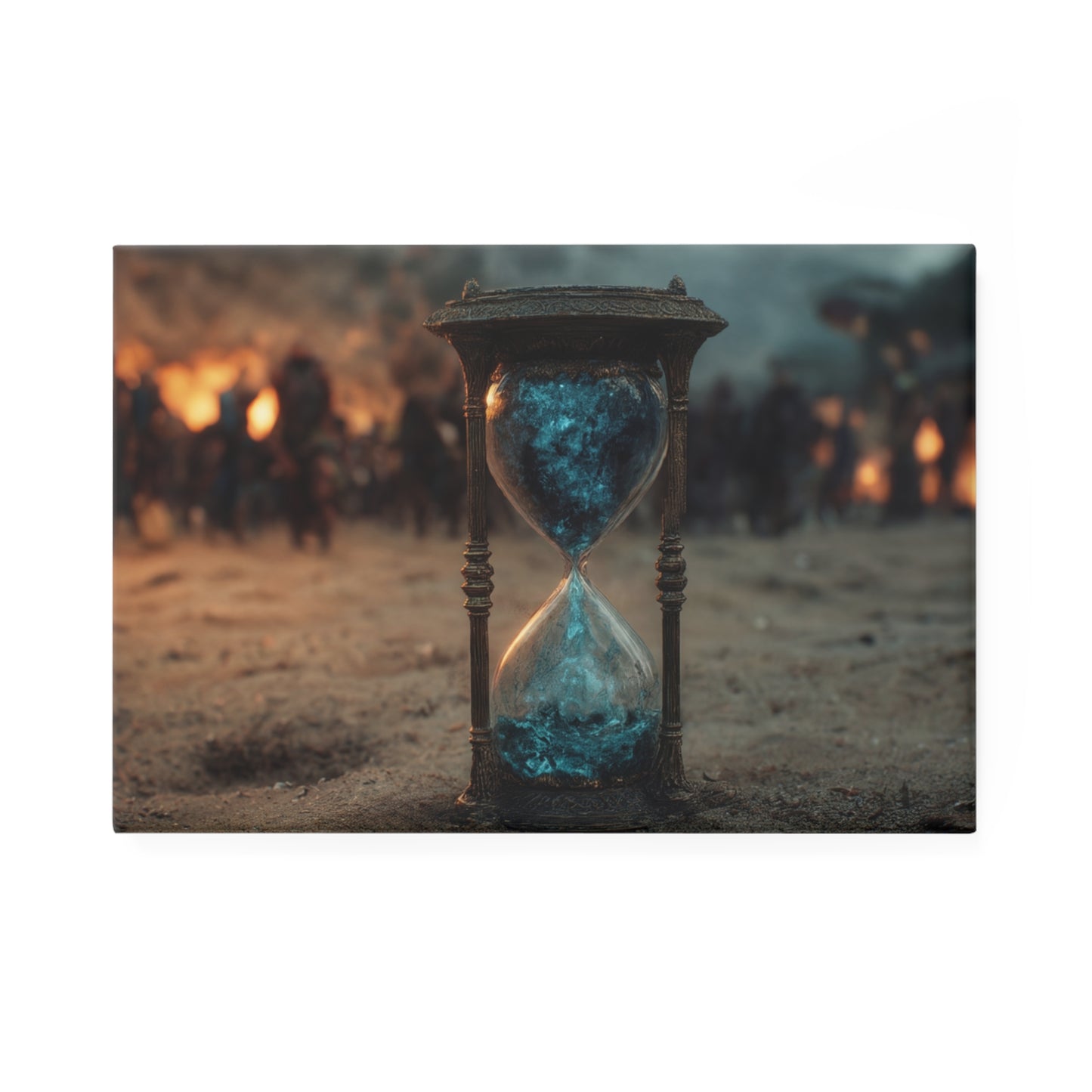 Hourglass of Fate Button Magnet, Rectangle (1 & 10 pcs) – Cyan Sands of an Ending Battle
