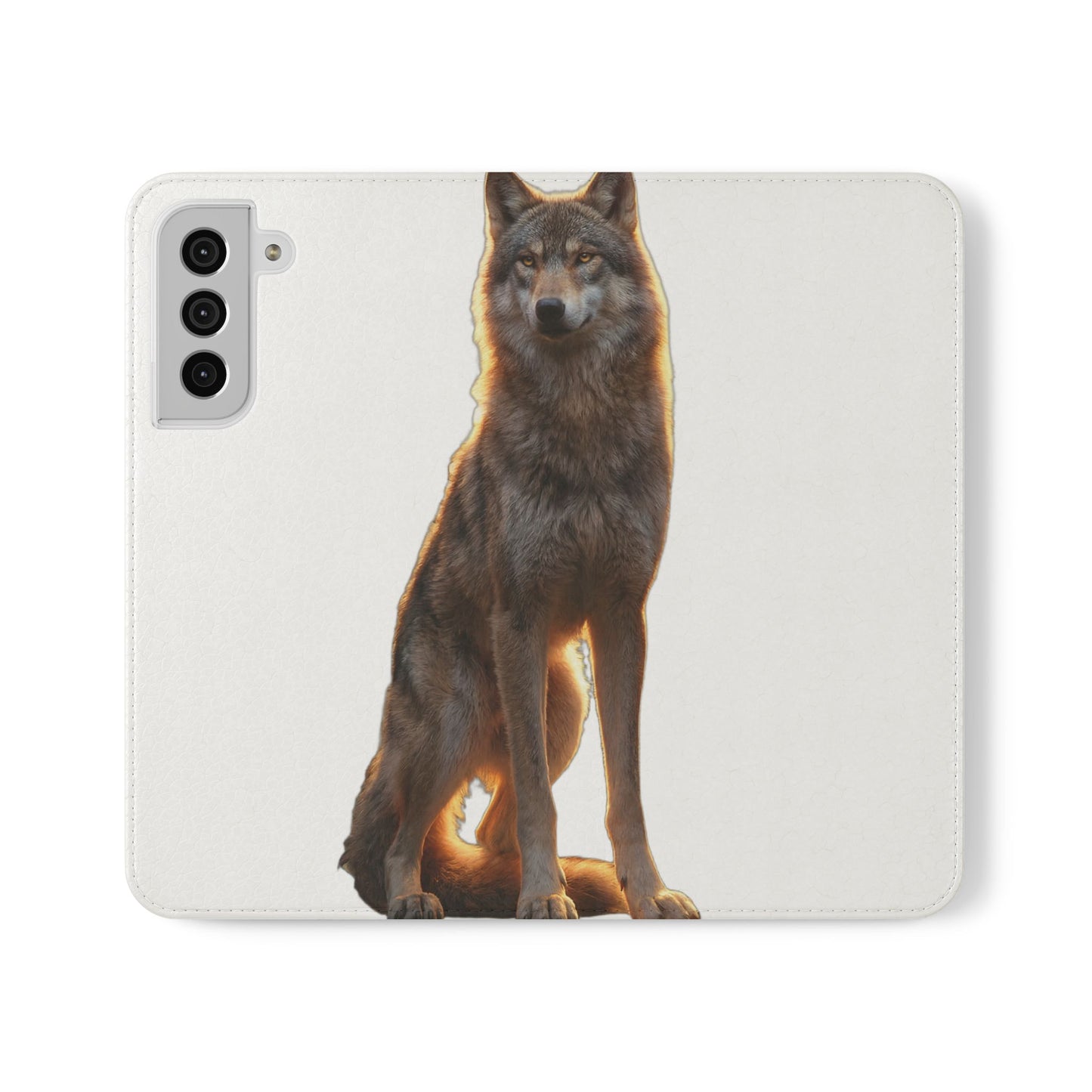 Sunlit Wolf Flip Cases – Golden Hour Sentinel Portrait
