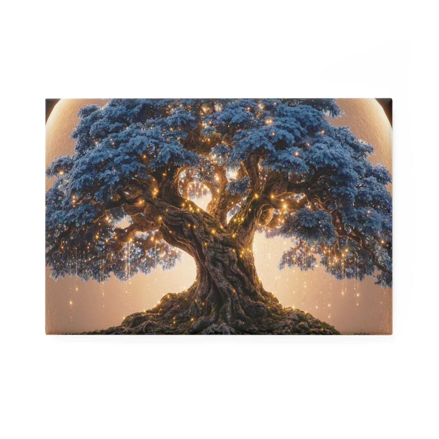 Celestial Tree of Whispers Button Magnet, Rectangle (1 & 10 pcs) – Moonlit Guardian of Blue