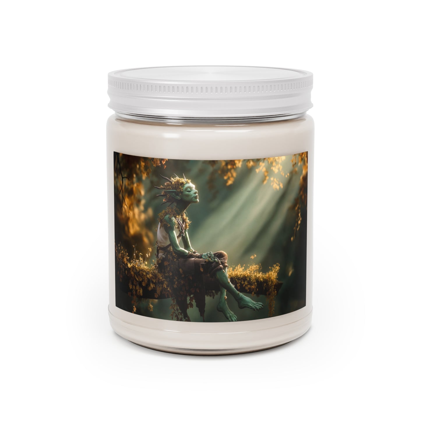 Autumn Grove Sprite Scented Soy Candles with White Lid, 9oz – Whisper of the Foliage Realm