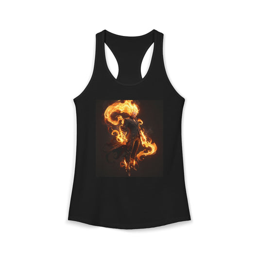 Burning Phantom Racerback Tank – Fiery Guardian Suit Graphic