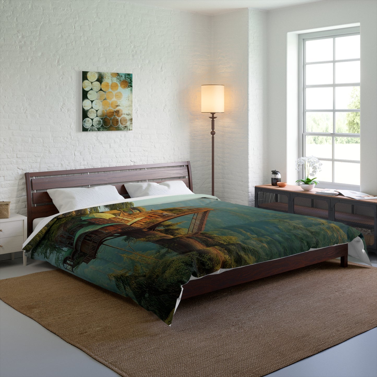 Whispering Grove Treehouse Comforter – Sunset Sanctuary in the Canopy