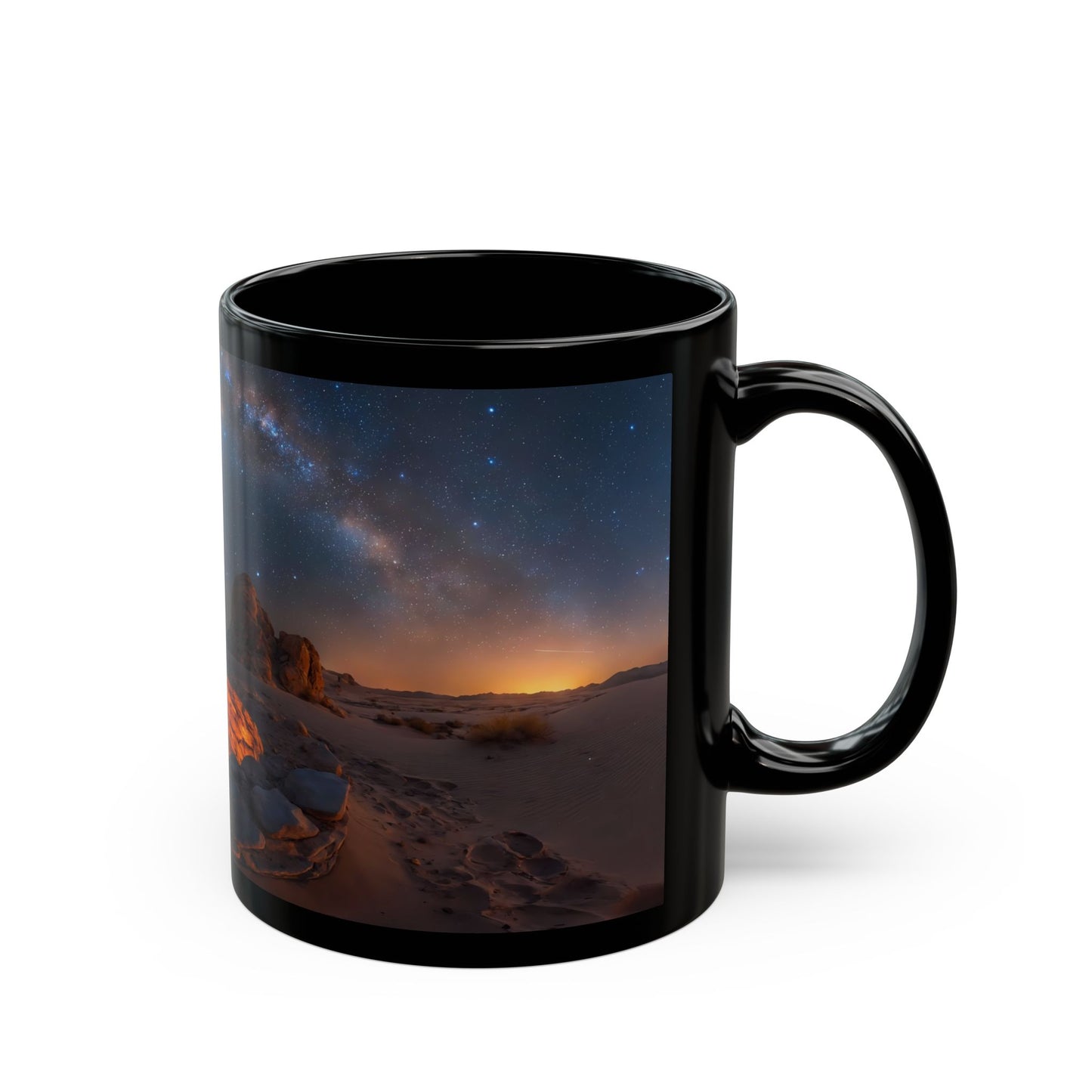 Starlit Desert Campfire Mug – Milky Way Over Sandstone Hearth