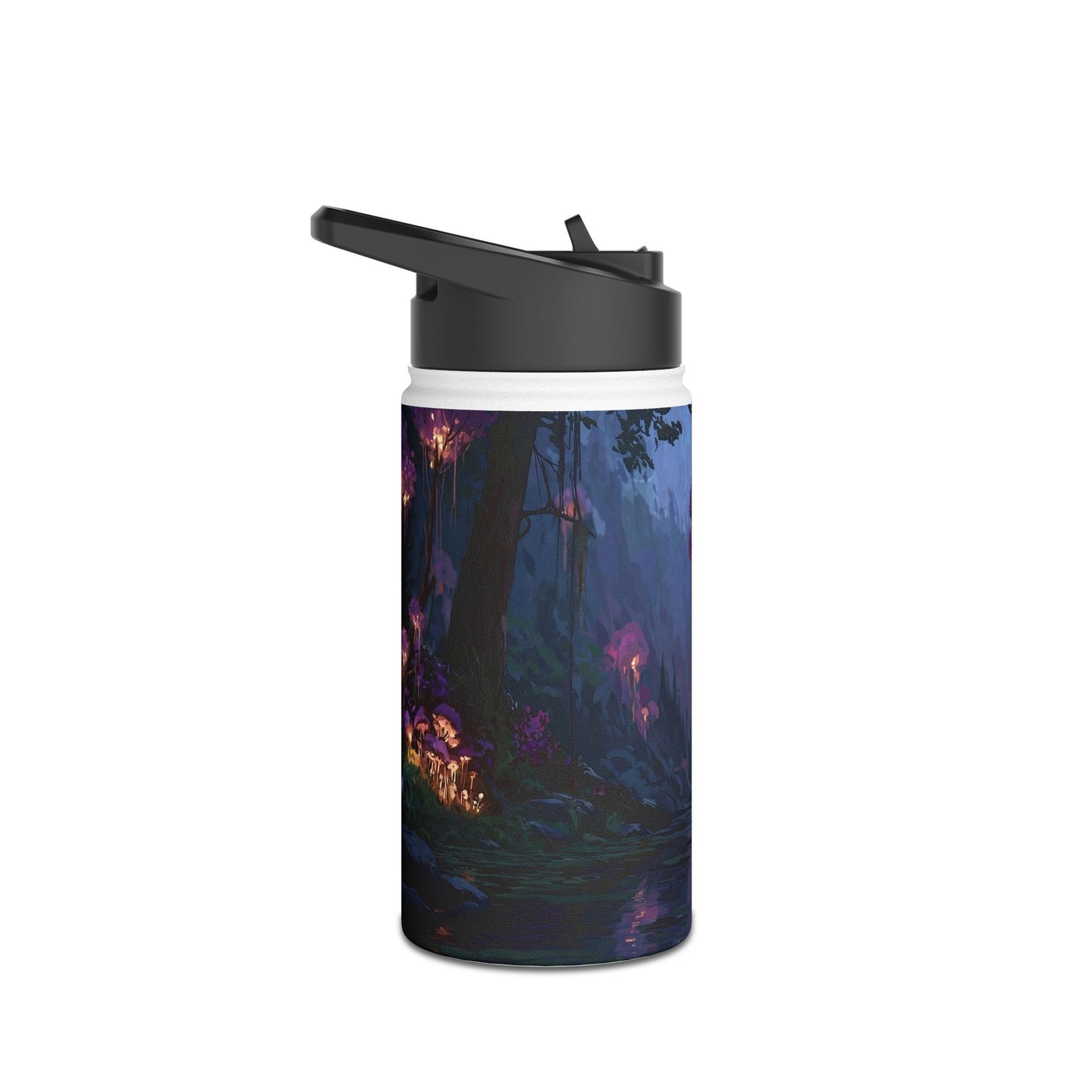 Bioluminescent Grove Stainless Steel Water Bottle – Twilight’s Whispering River