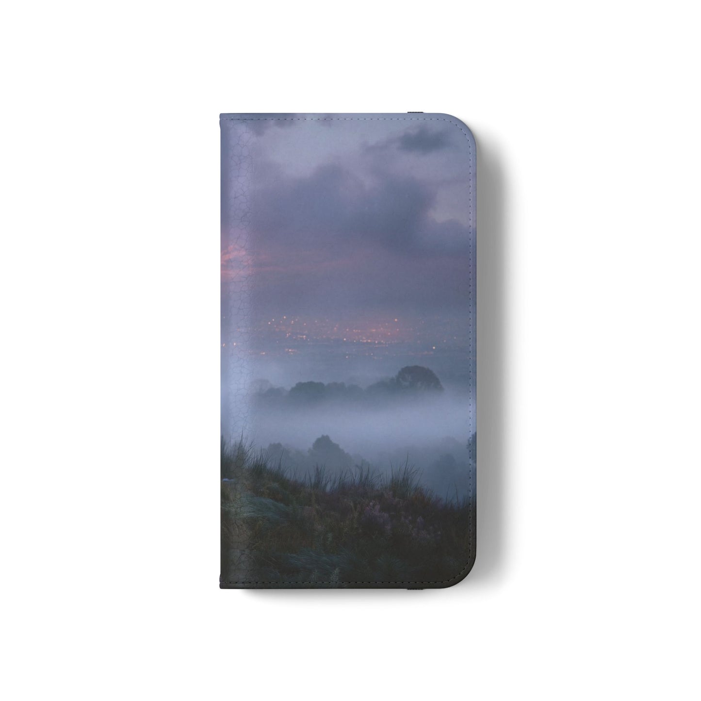 Misty Hilltop Flip Cases – Red-Haired Wanderer at Twilight