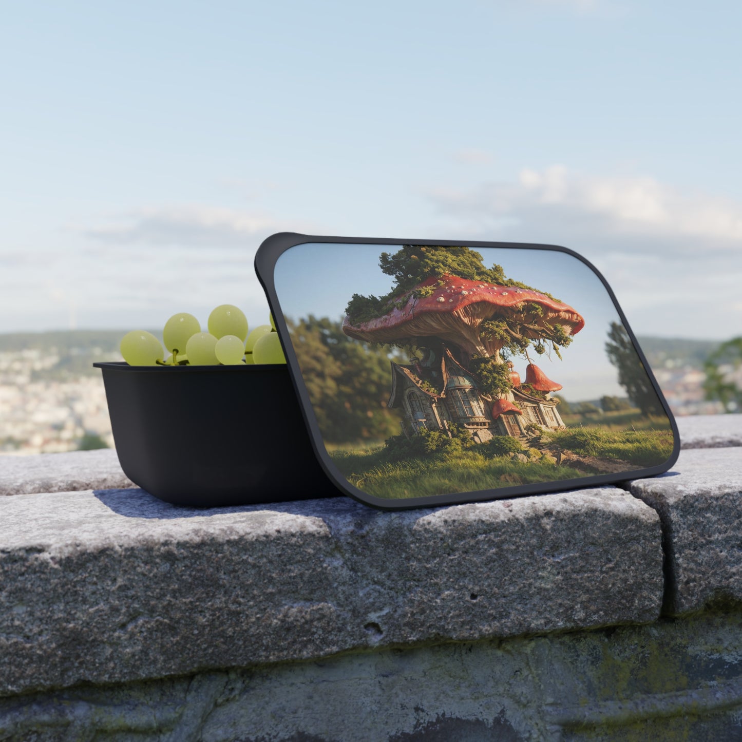 Mushroom Cottage Bento Box – Whimsical Forest Dwelling with Tiny Doorway