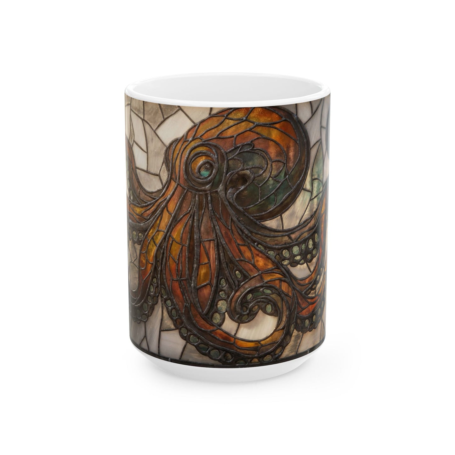 Stained Glass Octopus Ceramic Mug – Amber Tide Artistry
