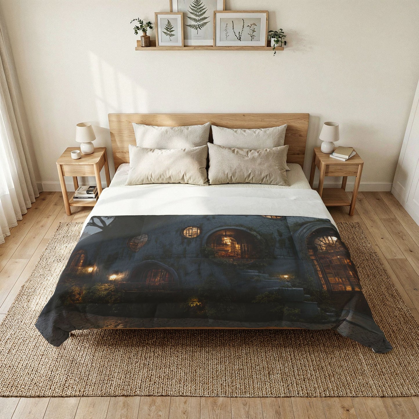 Mossy Dome Cottage Comforter – Bioluminescent Garden Sanctuary Blanket